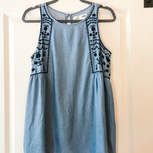 Old Navy Chambray Embroidered Maternity Top